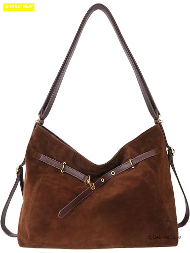 Suede Large Hobo Tote Bag Convertible Backpack With Adjustable Strap